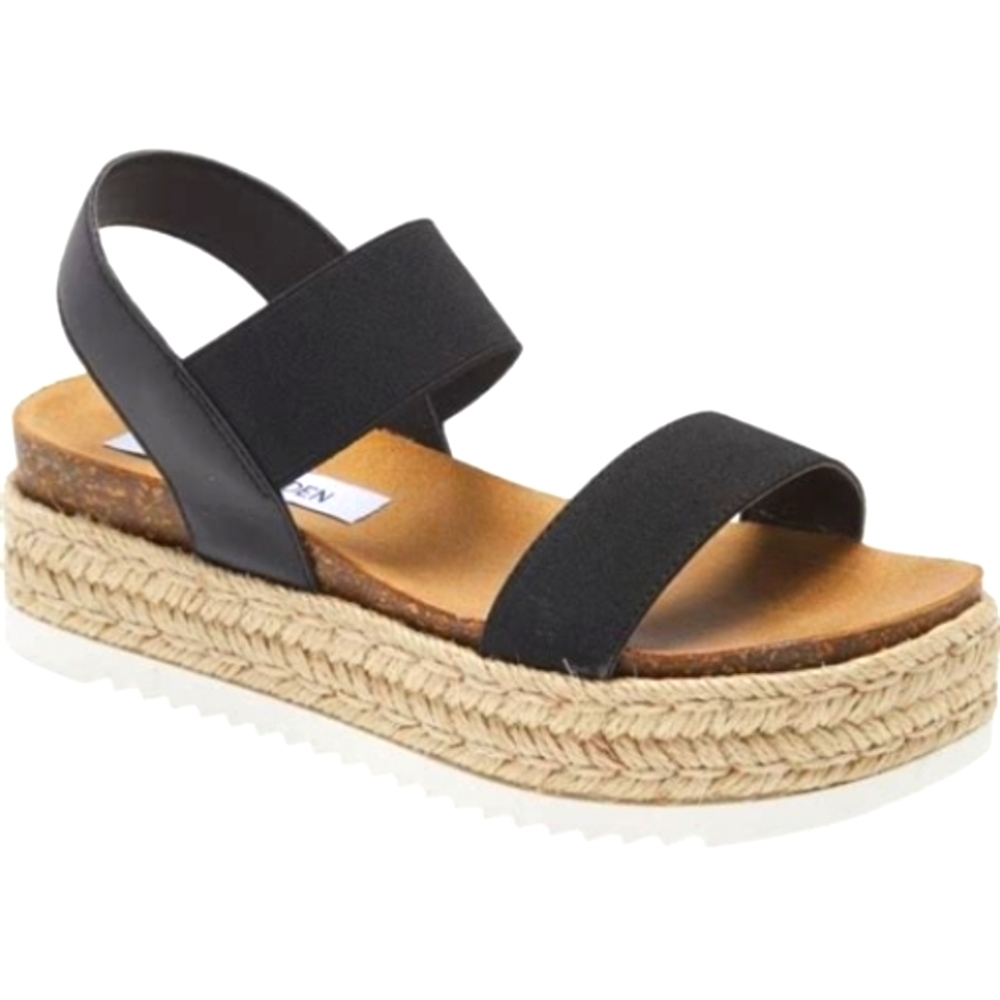 Steve Madden Black Jaklyn Espadrille Platform Sandals